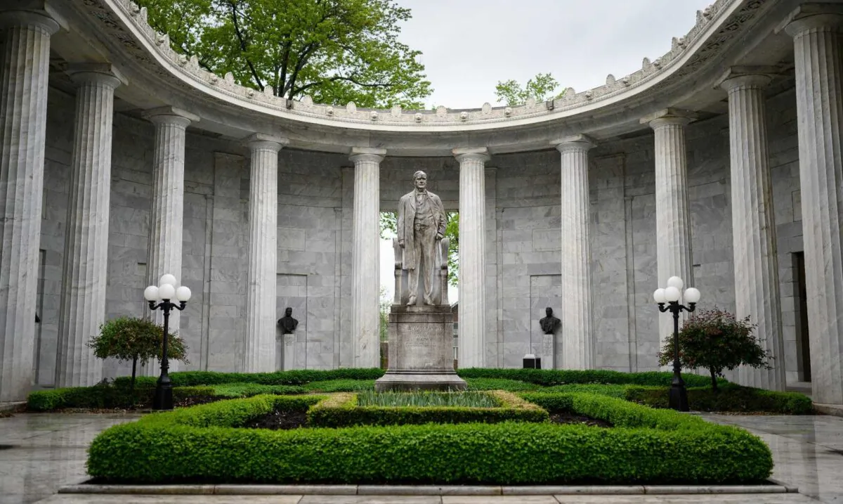 A plaque marks the site of President William McKinley’s birthplace. (Justin Merriman)