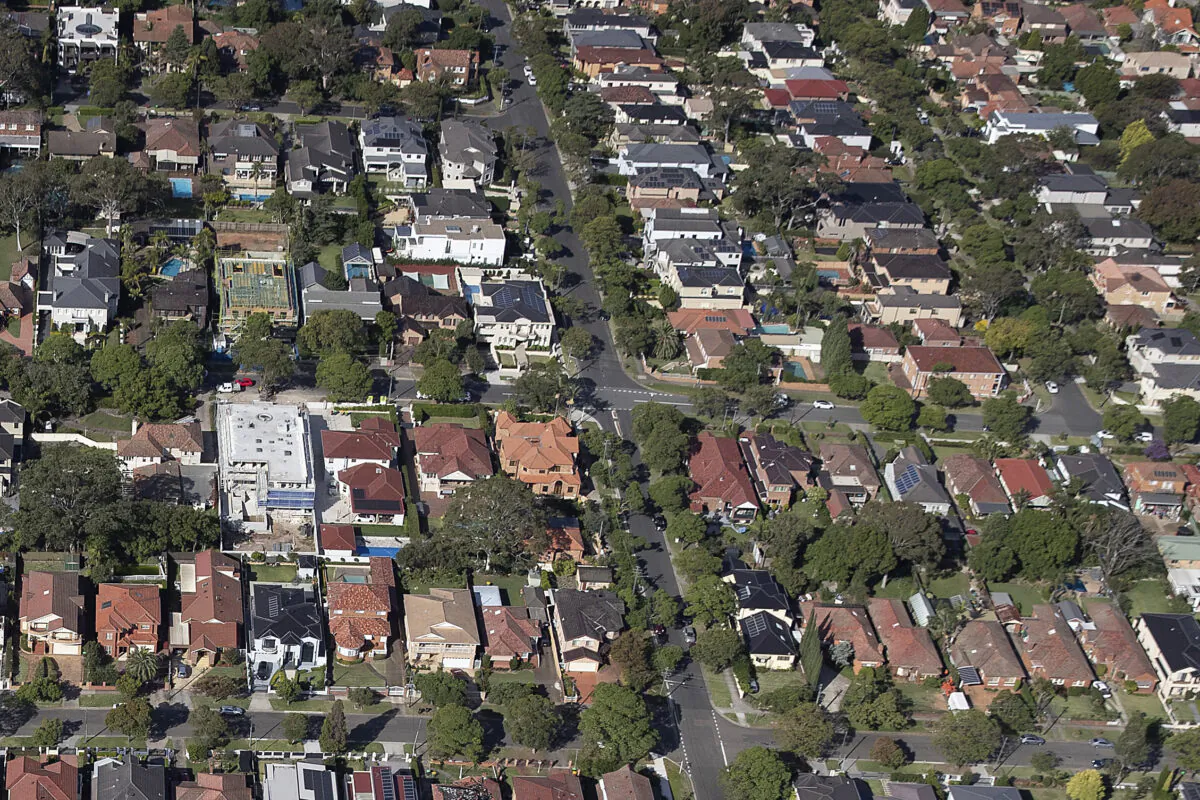 An aerial view of suburban houses in Sydney, Australia, on April 22, 2020. (Ryan Pierse/Getty Images)
