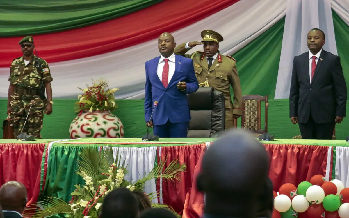 Burundi's President Pierre Nkurunziza is sworn in for a third term at a ceremony in the parliament in Bujumbura, Burundi, on Aug. 20, 2015. (Gildas Ngingo/AP Photo)