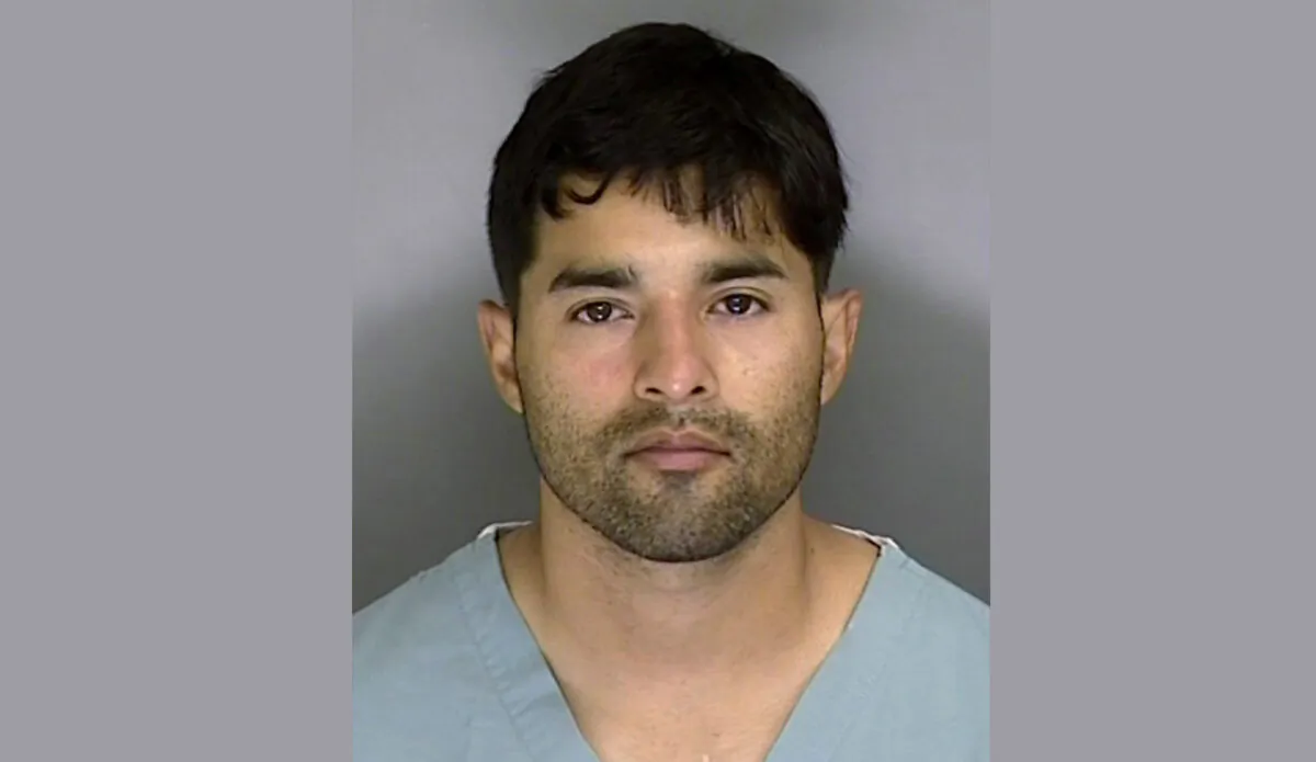 Booking mugshot of 32-year-old suspect Steven Carrillo, an active-duty U.S. Air Force sergeant arrested on suspicion of fatally shooting Santa Cruz Sheriff's Sgt. Damon Gutzwiller, 38, and wounding two other officers in Santa Cruz, Calif., on June 7, 2020. (Santa Cruz Sheriff's Office/AP)