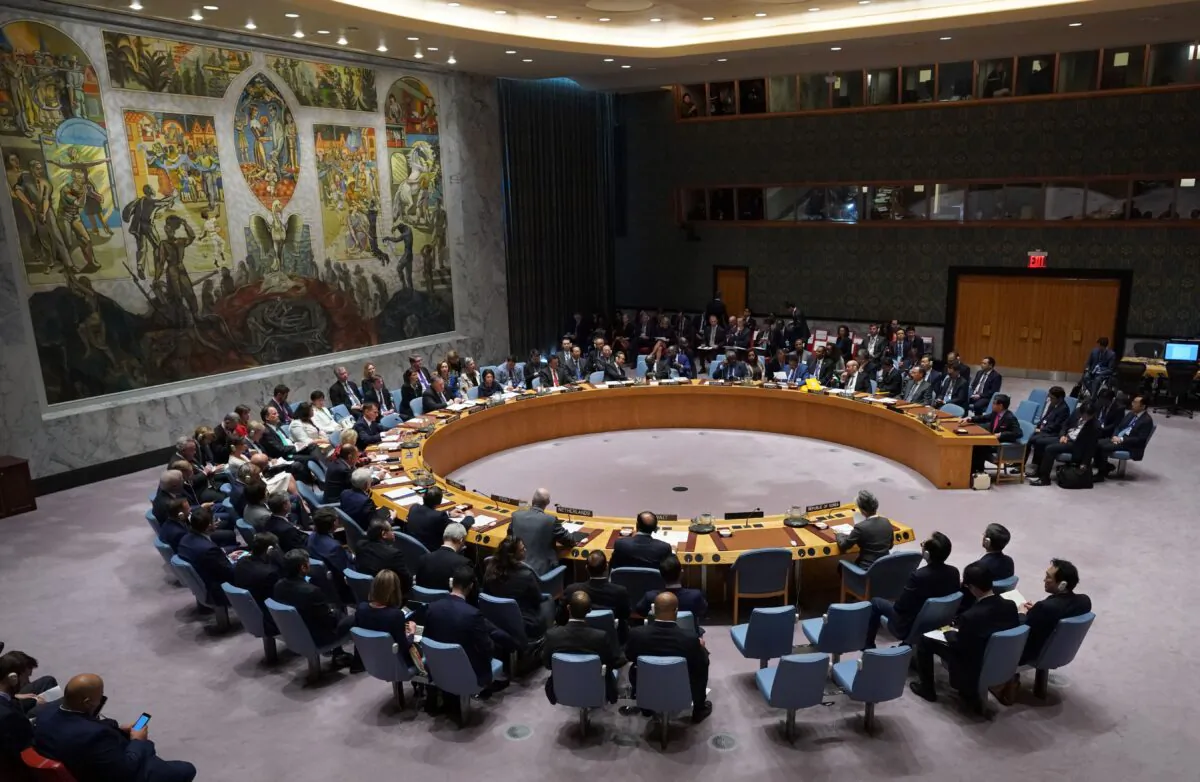 Members of the U.N. Security Council gather for a meeting on Sept. 27, 2018, at the United Nations in New York.  (Don Emmert/AFP via Getty Images)