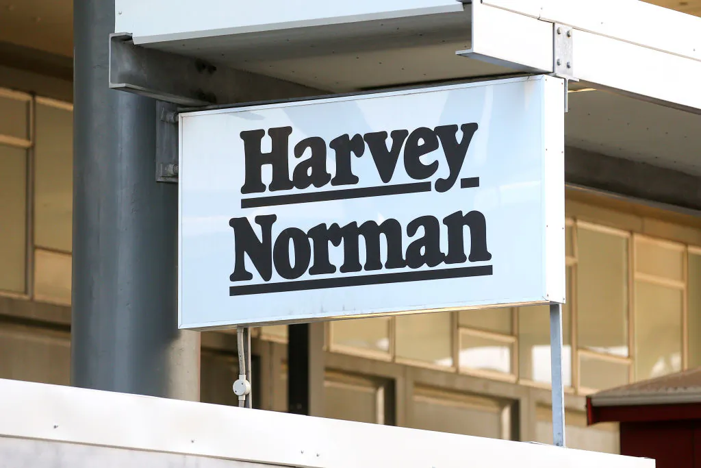 A general view of Harvey Norman signage after the business was deemed essential on April 09, 2020 in Wellington, New Zealand. (Hagen Hopkins/Getty Images)