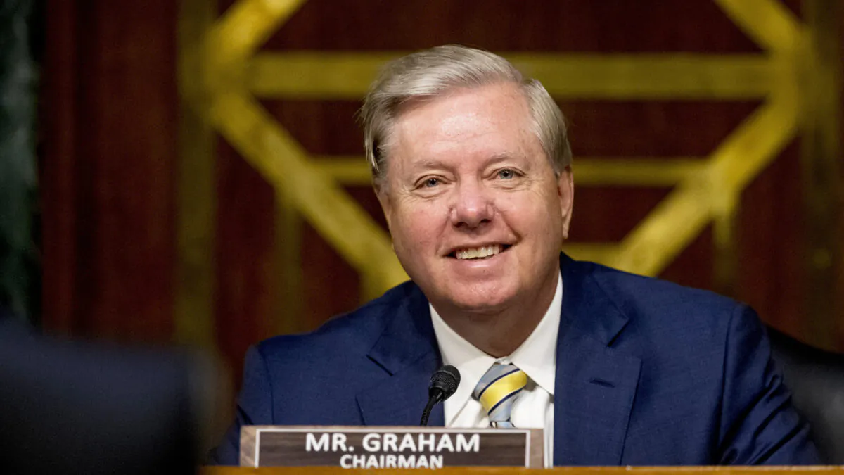 Chairman Sen. Lindsey Graham (R-S.C.) during a Senate Judiciary Committee hearing in Capitol Hill in Washington, on June 9, 2020. (Andrew Harnik, Pool/AP)