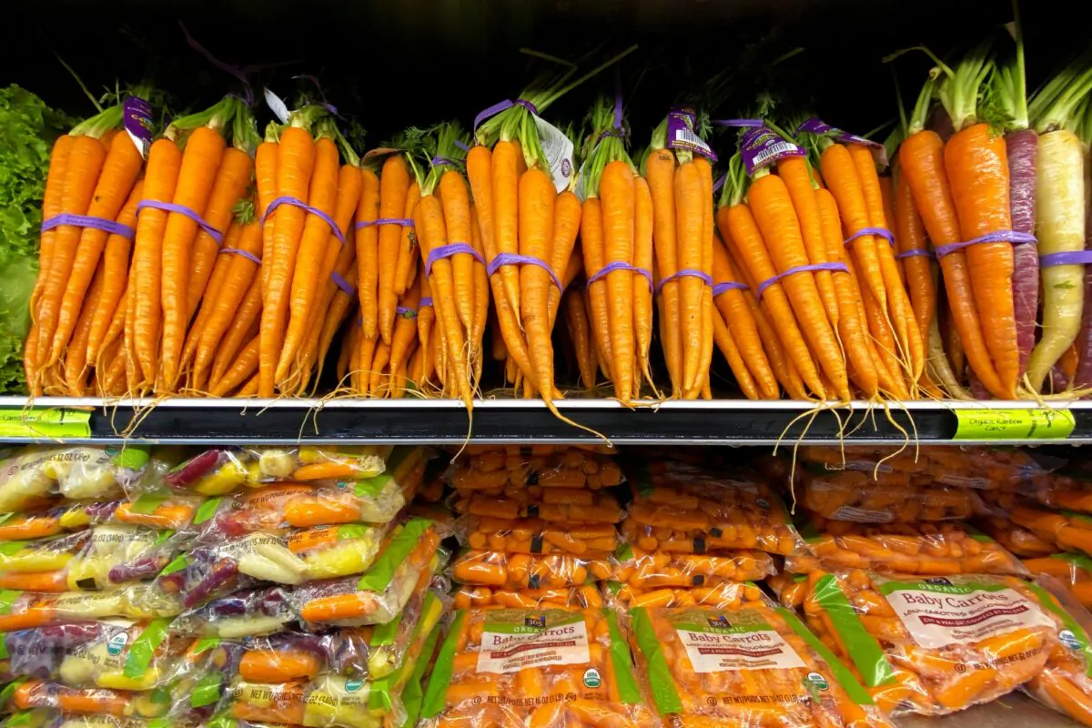 Fresh carrots are shown for sale at a grocery store in Del Mar, Calif., on June 3, 2020. (Mike Blake/Reuters)