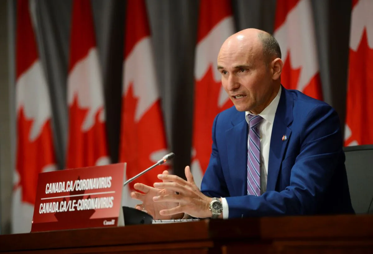 Treasury Board President Jean-Yves Duclos speaks during a news conference on Parliament Hill on June 10, 2020. (Sean Kilpatrick/The Canadian Press)