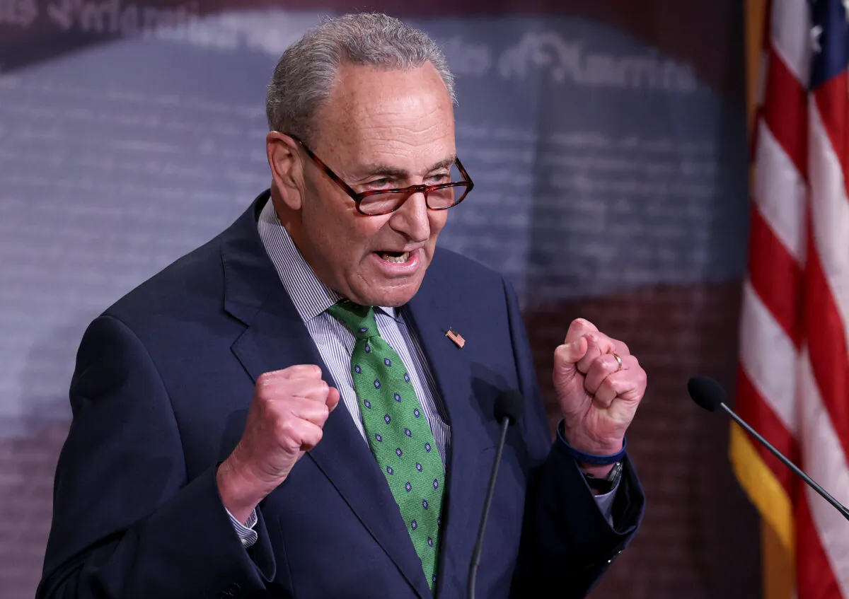 Senate Minority Leader Chuck Schumer (D-N.Y.) speaks at a press conference in Washington on June 9, 2020. (Win McNamee/Getty Images)