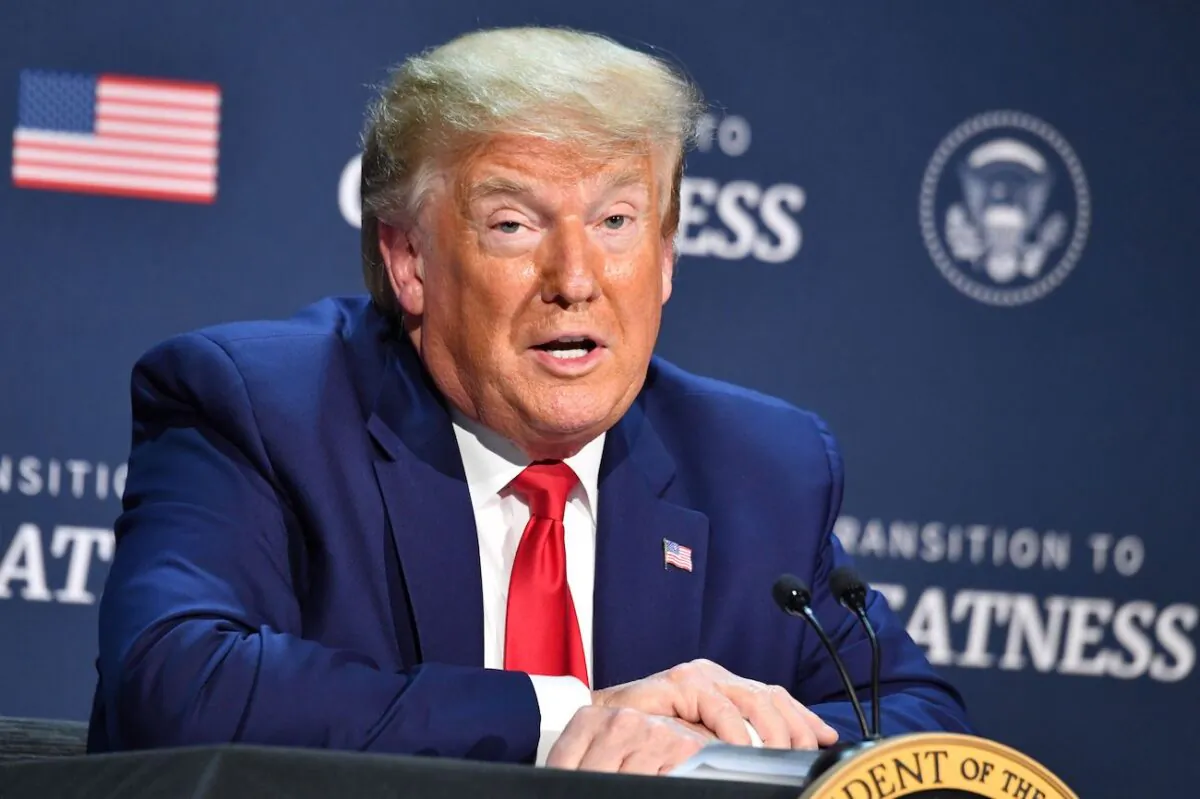 President Donald Trump speaks during a roundtable with faith leaders and small business owners at Gateway Church Dallas Campus in Dallas, Texas, on June 11, 2020. (Nicholas Kamm/AFP via Getty Images)