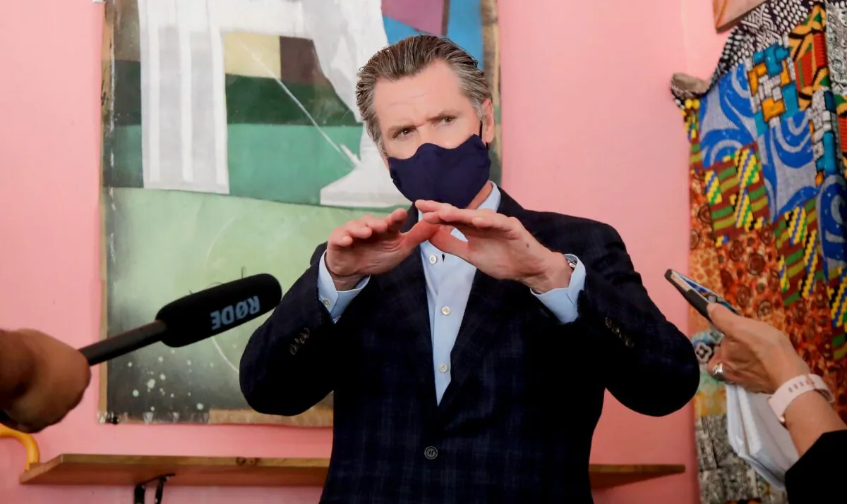 California Gov. Gavin Newsom in Oakland, Calif., on June 9, 2020. (Associated Press Pool)