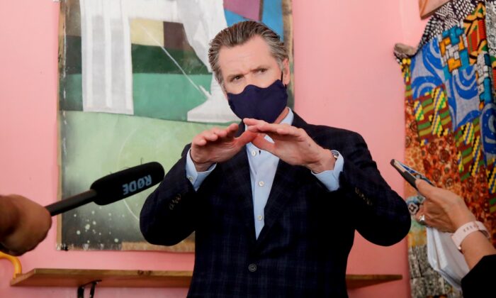 California Gov. Gavin Newsom in Oakland, Calif., on June 9, 2020. (Associated Press Pool)