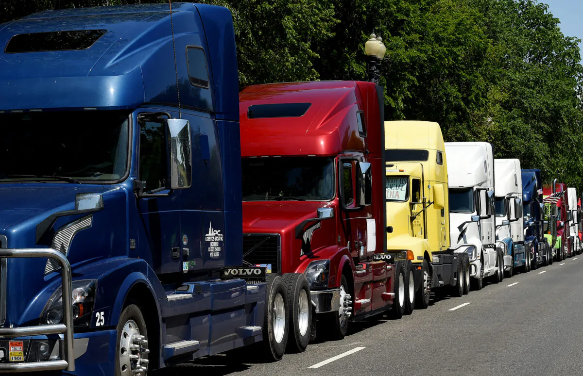 A trucker protest is seen in a file photo taken in Washington state. (Olivier Douliery/AFP via Getty Images)