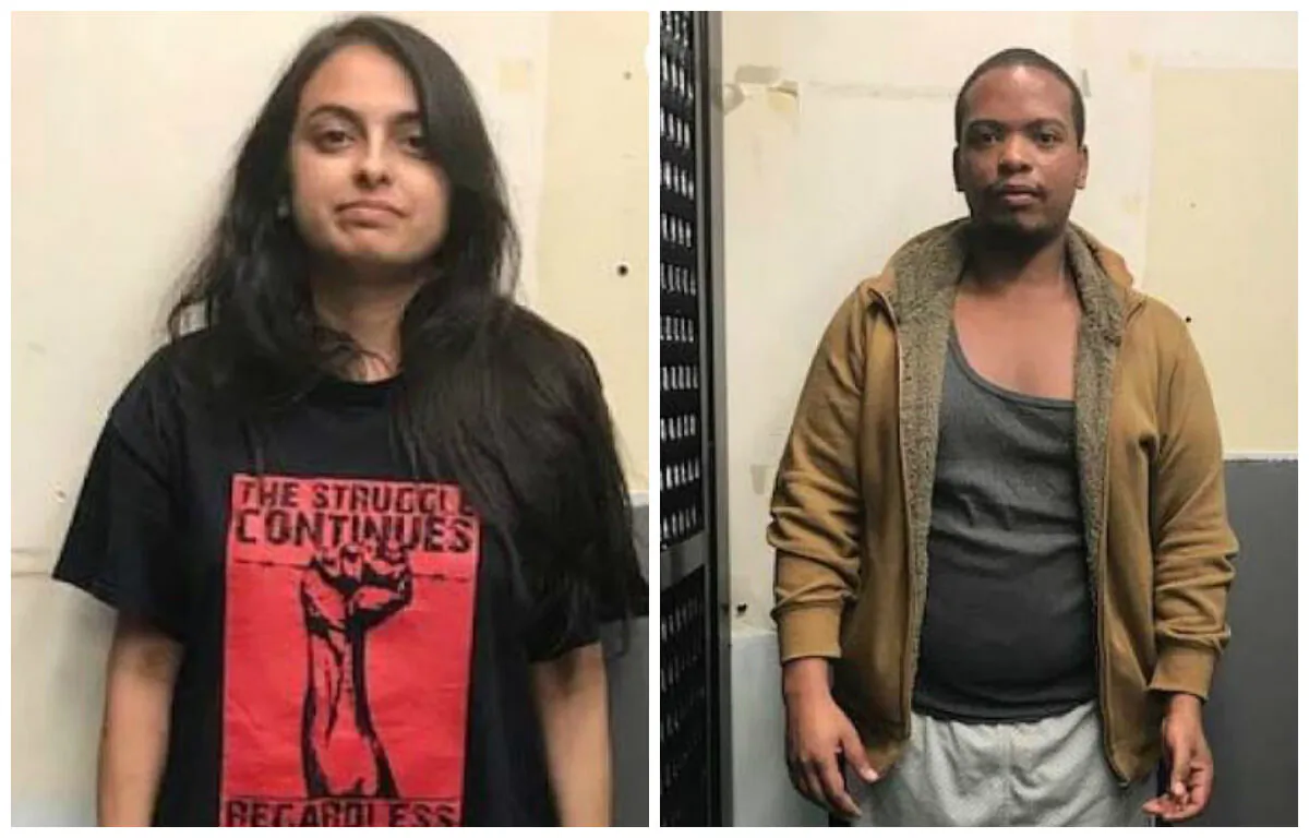 Urooj Rahman, left, and Colinford Mattis, were charged with arson, use of explosives to commit a felony, and making or possessing a destructive device for allegedly throwing Molotov cocktails at an NYPD vehicle. (US Attorney's Office-Eastern District of New York)