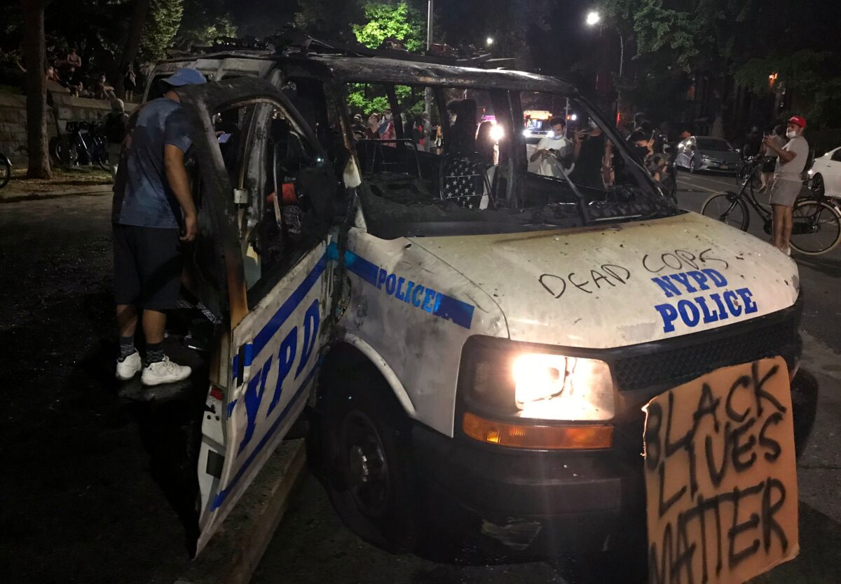 burned police vehicle