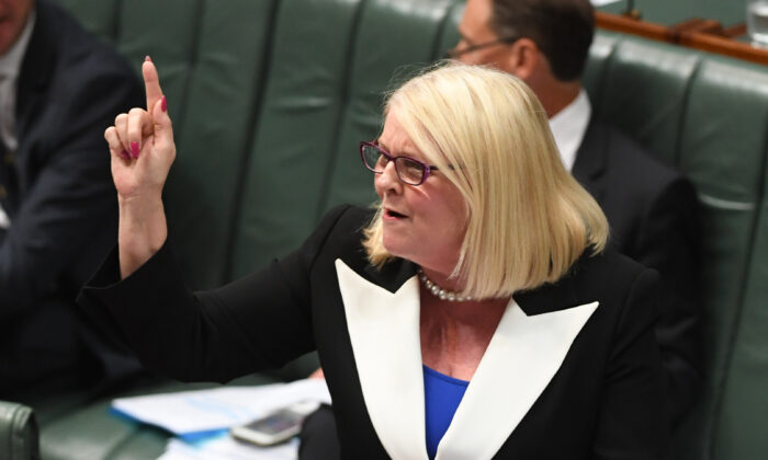 Industry, Science and Technology Minister Karen Andrews in the House of Representatives at Parliament House in Canberra, Australia on Nov 26, 2019. (Tracey Nearmy/Getty Images)