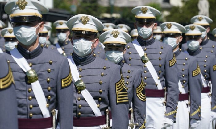 U.S. Military Academy cadets attend the 2020 graduation ceremony at West Point, New York, on June 13, 2020. (Timothy A. Clary/AFP via Getty Images)