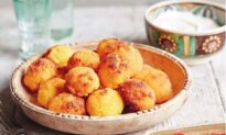 Oven-Baked Cheese Polenta Balls (Bulz) With Yogurt and Roasted Tomatoes