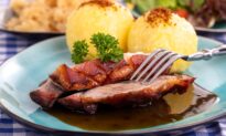 Bavarian Pork Roast With Cracklings, Bread Dumplings, and Gravy