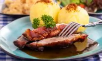 Bavarian Pork Roast With Cracklings, Bread Dumplings, and Gravy
