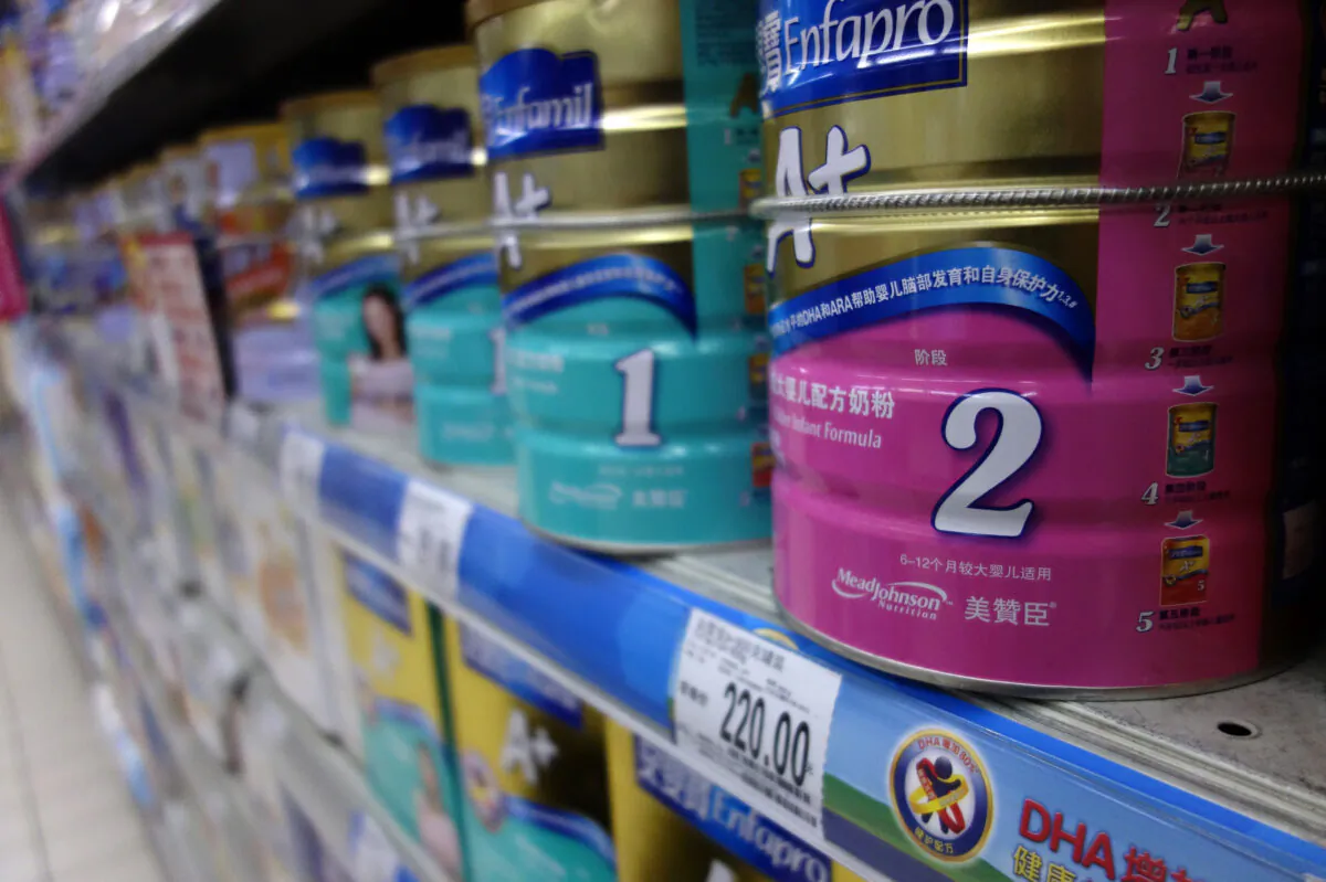 Baby formula is pictured on shelves at a supermarket in Beijing on August 7, 2013.  (Wang Zhao/AFP via Getty Images)
