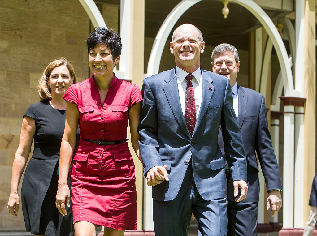 L-R, Deb Frecklington, Assistant Minister to the Premier, Lisa Newman(Premier's wife) , Queensland Premiere Campbell Newman and Tim Nicholls, QLD Treasurer at Qld Parliament House on January 6, 2015 in Brisbane, Australia. (Glenn Hunt/Getty Images)