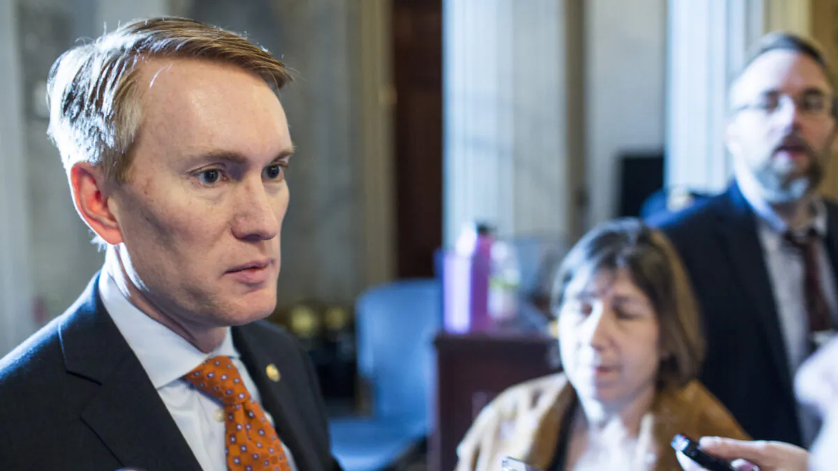 Sen. James Lankford (R-OK) speaks to reporters following a vote on Capitol Hill in Washington on Jan. 11, 2018. (Zach Gibson/Getty Images)