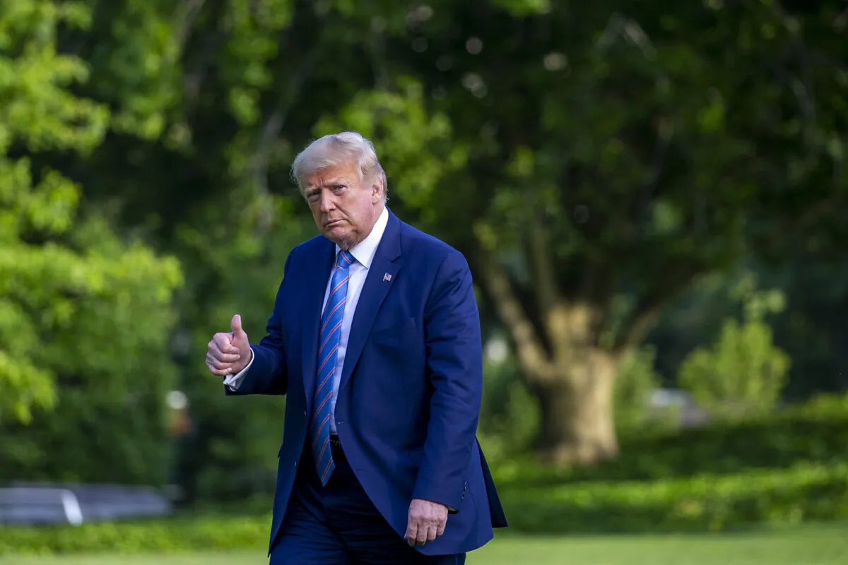 President Donald Trump walks on the south lawn of the White House in Washington on June 14, 2020. (Tasos Katopodis/Getty Images)