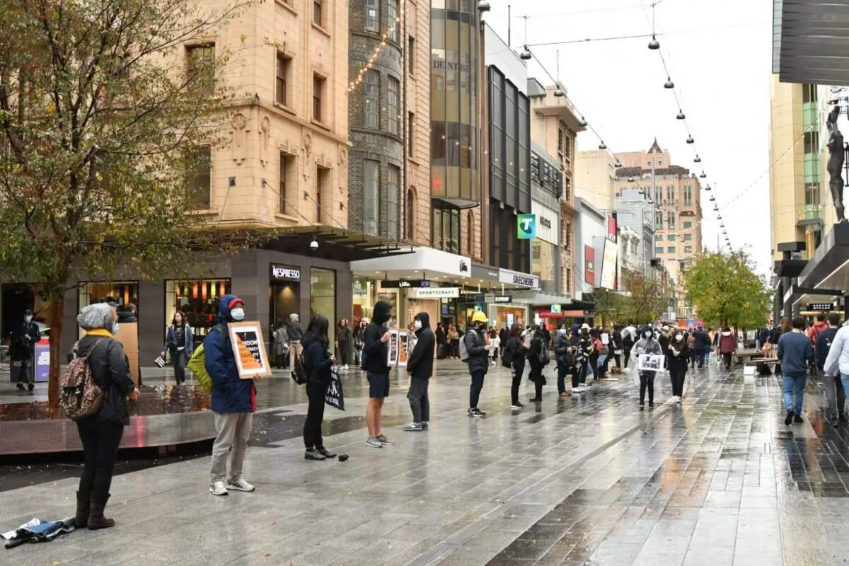 Hundreds of Hong Kongers gathered at Rundle mall in the CBD of Adelaide, South Australia on June 13 to mark the first anniversary of pro-democracy movement in their hometown (Supplied).