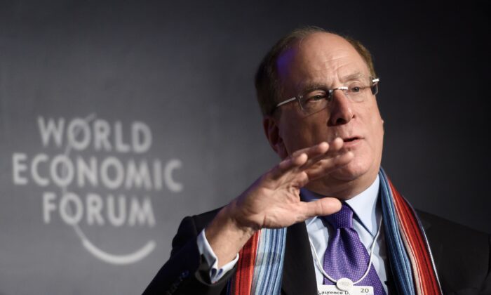 BlackRock CEO Larry Fink attends a session at the World Economic Forum annual meeting in Davos on Jan. 23, 2020. (Fabrice Coffrini/AFP via Getty Images)