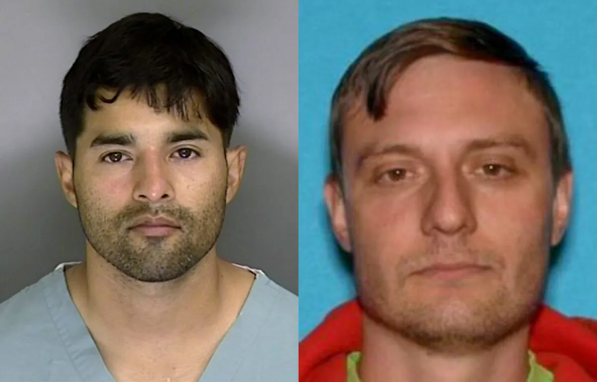 Steve Carrillo (L), and Robert Alvin Justus Jr. were charged in the killing of federal officer David Patrick Underwood. (Santa Cruz Sheriff's Office/AP; FBI)