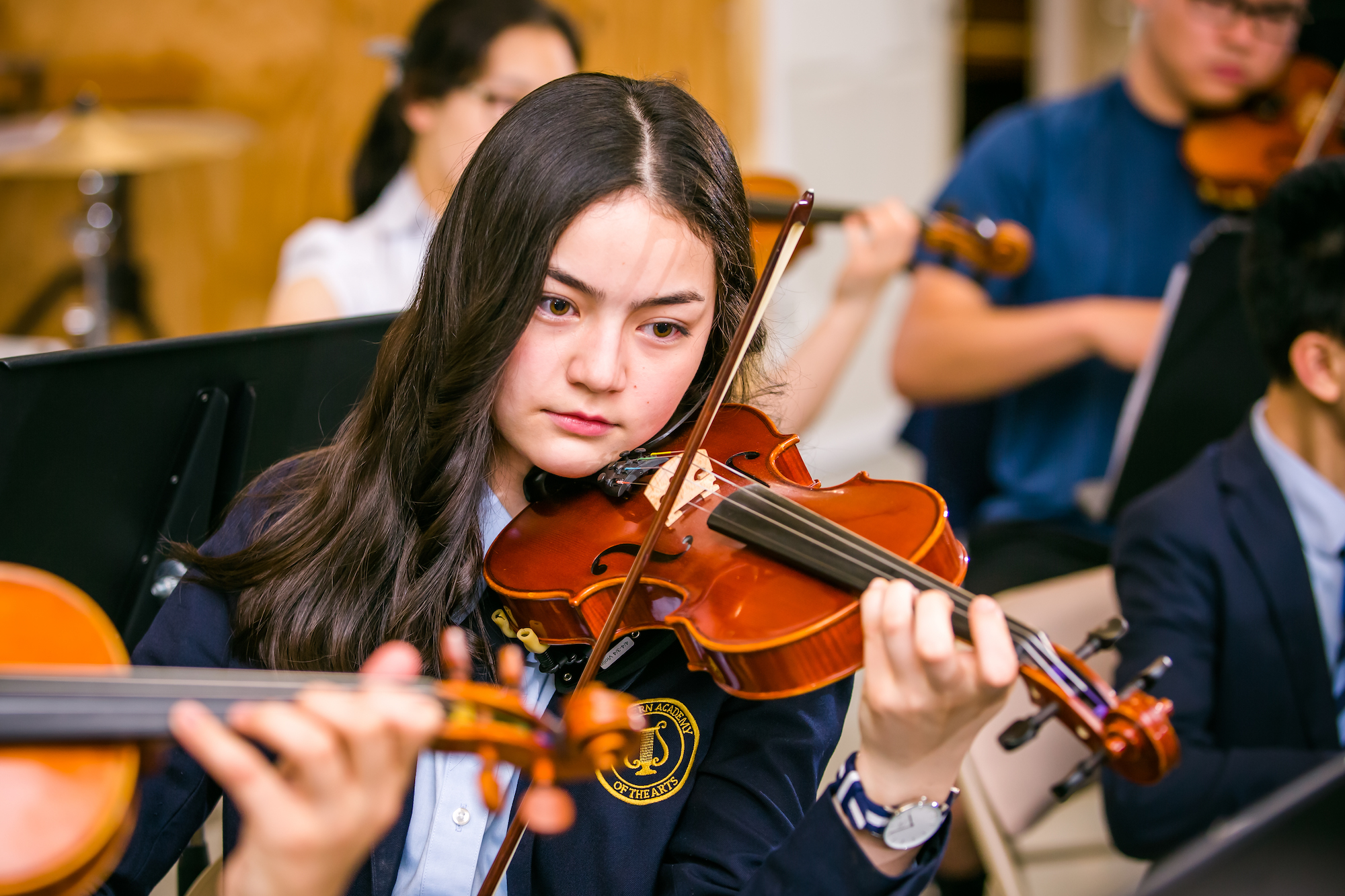 student playing violin