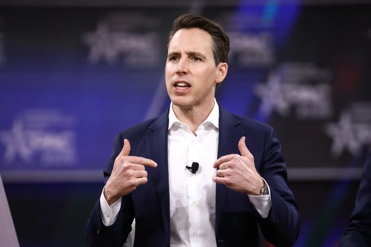 Sen. Josh Hawley (R-Mo.) in National Harbor, Md., on Feb. 28, 2020. (Samira Bouaou/The Epoch Times)