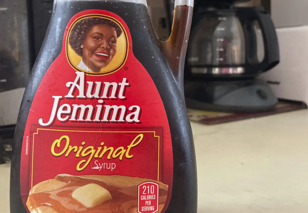 A bottle of Aunt Jemima syrup sits on a counter in White Plains, N.Y., on June 17, 2020. (Donald King/AP Photo)