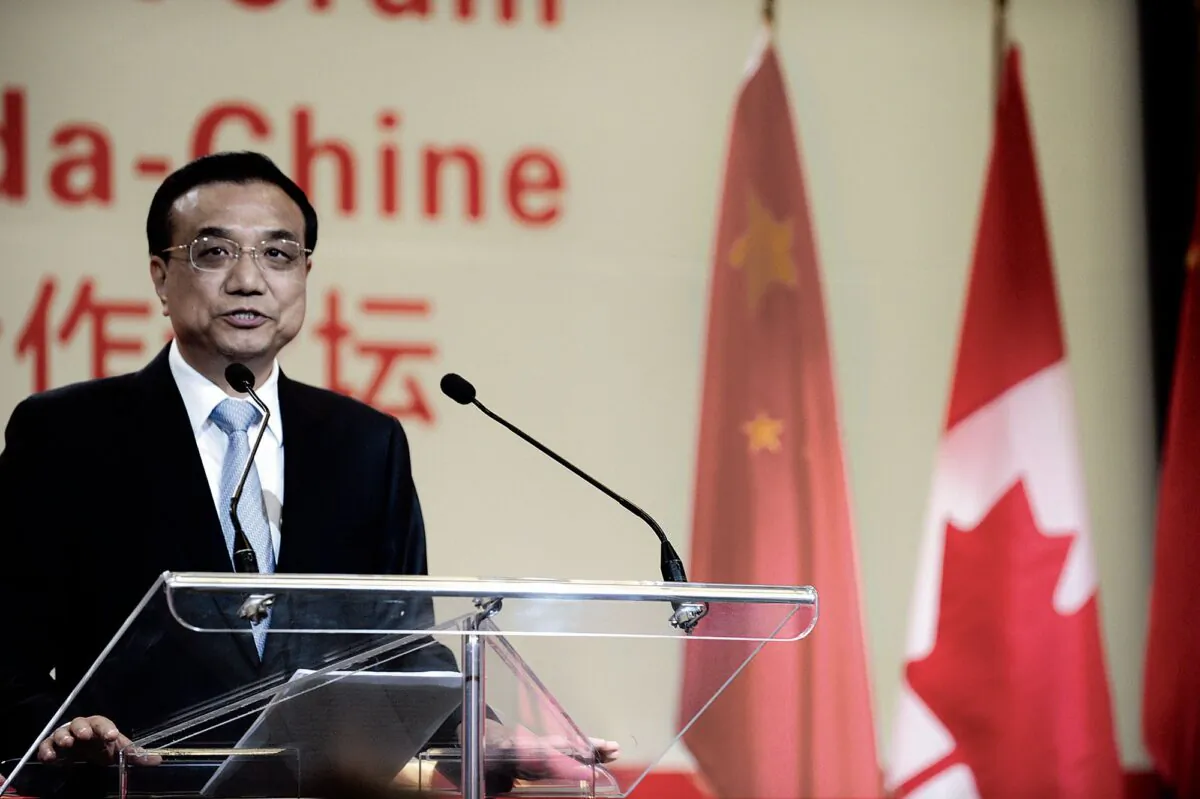 Chinese Premier Li Keqiang speaks at a conference of the Canada China Business Council in Montreal on Sept. 23, 2016. (Clement Sabourin/AFP via Getty Images)