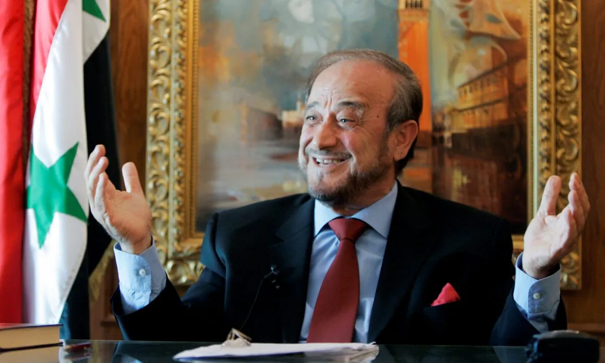 Rifaat Assad, the exiled uncle of Syrian President Bashar Assad speaks during an interview with The Associated Press in his office in Marbella, southern Spain, on May 27, 2005. (Paul White/AP Photo)