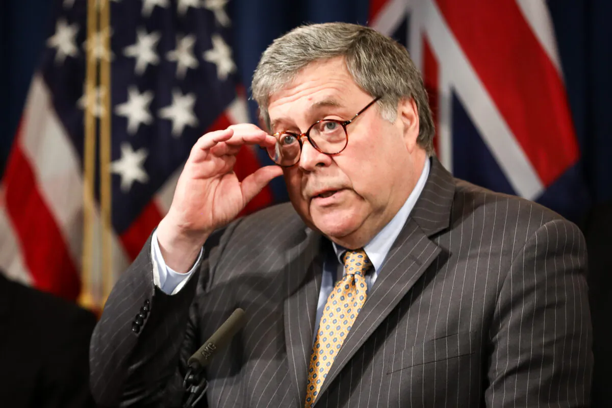 Attorney General William Barr at the Justice Department in Washington on March 5, 2020. (Samira Bouaou/The Epoch Times)