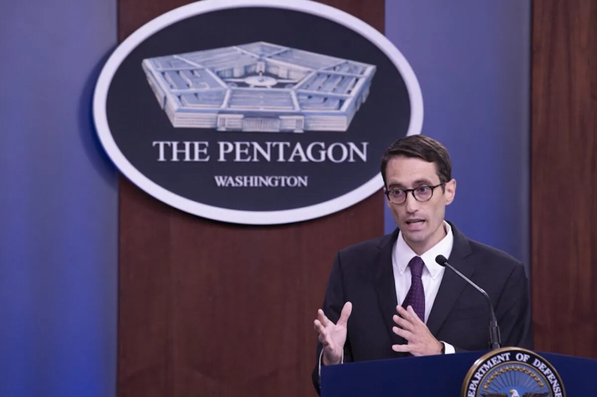 Deputy Assistant Secretary of Defense for Space Policy Stephen Kitay holds a press briefing for the media on Defense Space Strategy in the Pentagon Briefing Room on June 17, 2020. (DoD photo by Marvin Lynchard)