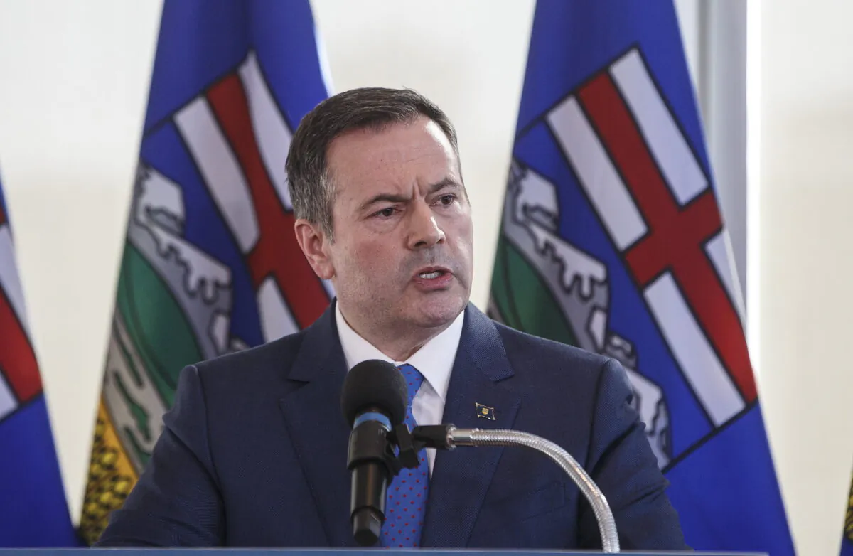 Alberta Premier Jason Kenney speaks during a press conference in Edmonton on February 24, 2020. Alberta's Opposition NDP says having the province quit the Canada Pension Plan is a massive money-losing proposition and that Kenney is pursuing it out of spite against his nemesis, Prime Minister Justin Trudeau.THE CANADIAN PRESS/Jason Franson