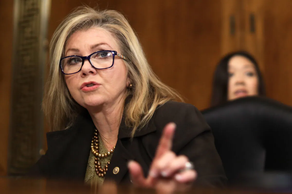 Sen. Marsha Blackburn (R-Tenn.) speaks during a hearing on Capitol Hill in Washington, on Dec. 10, 2019. (Alex Wong/Getty Images)