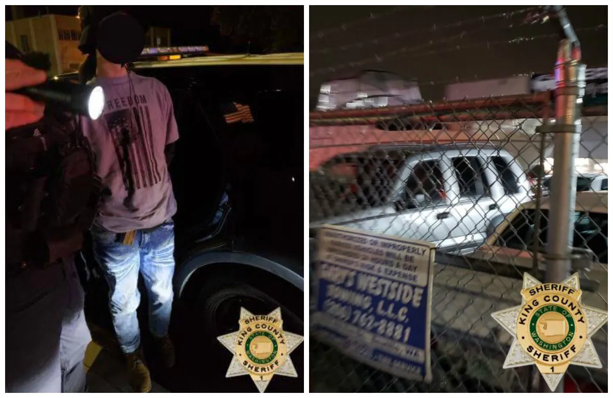 Richard Hanks, left, and the facility he broke into, right. (King County Sheriff's Office)