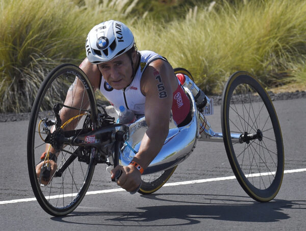Alex Zanardi, of Italy, rides