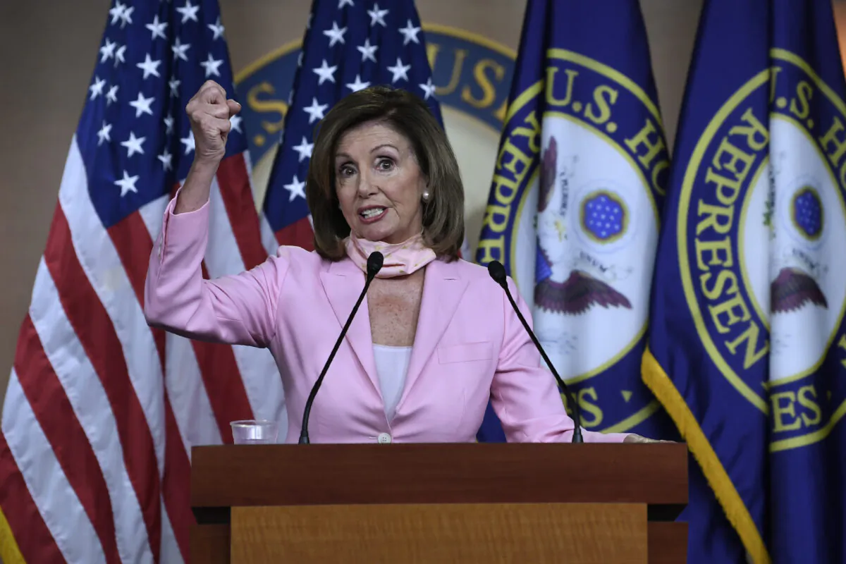 House Speaker Nancy Pelosi speaks during her weekly news conference on Capitol Hill in Washington on June 18, 2020. (Susan Walsh/AP Photo)