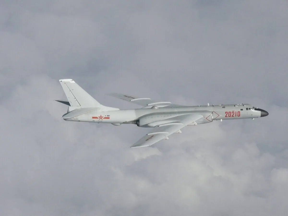 A Chinese H-6 bomber flies over the East China Sea in a picture released on July 23, 2019. (Joint Staff Office of the Defense Ministry of Japan/Handout via Reuters)
