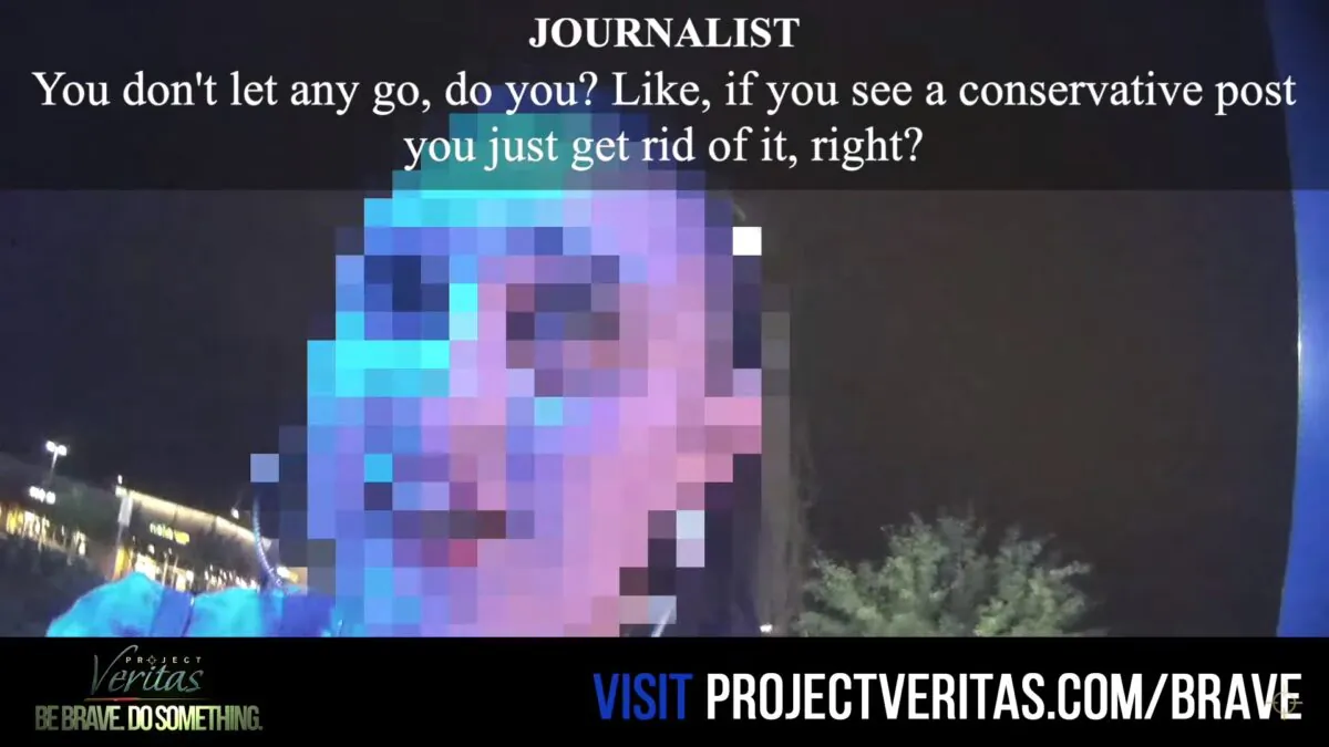 A person identified by Project Veritas as a Facebook content moderator talks to an undercover reporter. (Screenshot via Project Veritas/YouTube)