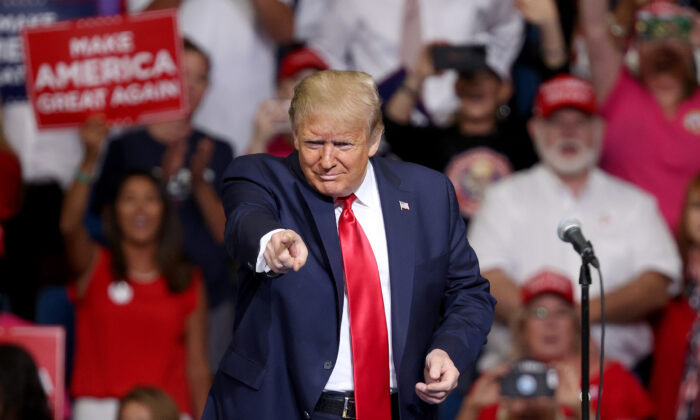 President Donald Trump arrives at a campaign rally at the BOK Center in Tulsa, Okla., on June 20, 2020. (Win McNamee/Getty Images)