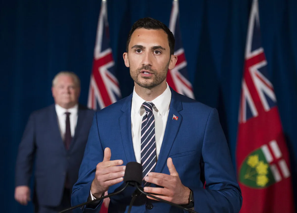 Ontario Minister of Education Stephen Lecce speaks during the daily updates regarding COVID-19 at Queen's Park in Toronto on Tuesday, June 9, 2020. (Nathan Denette/The Canadian Press)
