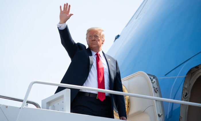 President Donald Trump boards Air Force One prior to departure from Joint Base Andrews in Maryland on June 23, 2020. (Saul Loeb/AFP via Getty Images)
