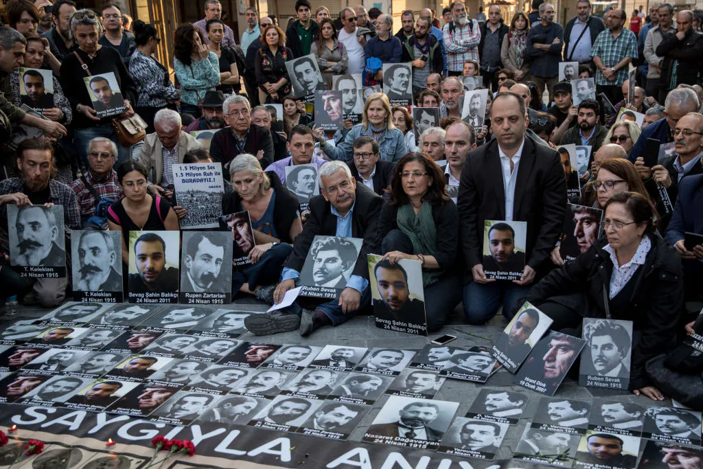 The commemoration of the 1915 Armenian mass killings, in Istanbul on April 24, 2018. (Chris McGrath/Getty Images)