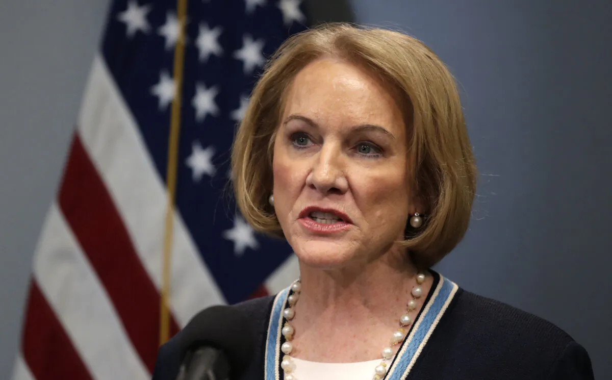 Seattle Mayor Jenny Durkan speaks at a news conference about the COVID-19 outbreak in Seattle, Washington, on March 16, 2020. (Elaine Thompson, Pool/Getty Images)