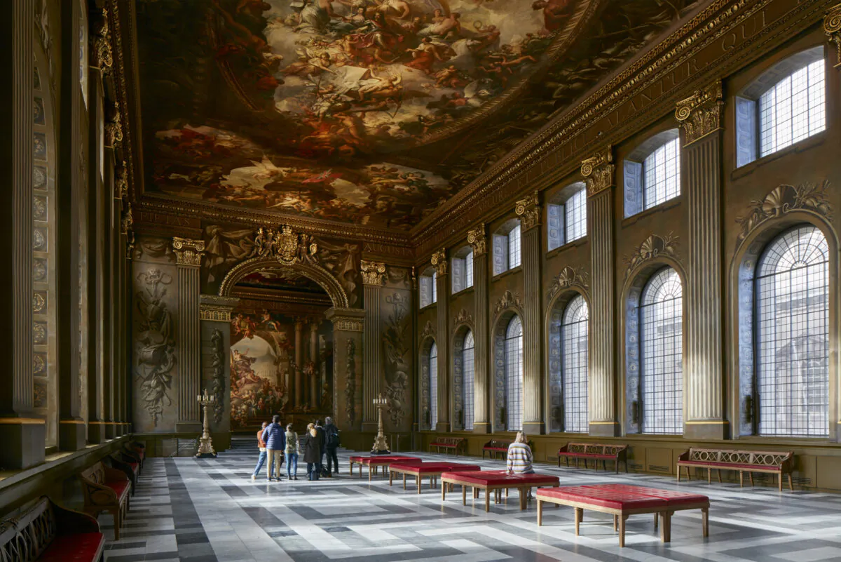 The Painted Hall at the Old Royal Naval College in Greenwich, London, where hundreds of figures feature in Sir James Thornhill's paintings celebrating Britain's monarchs and its naval and merchant might. (Old Royal Naval College)