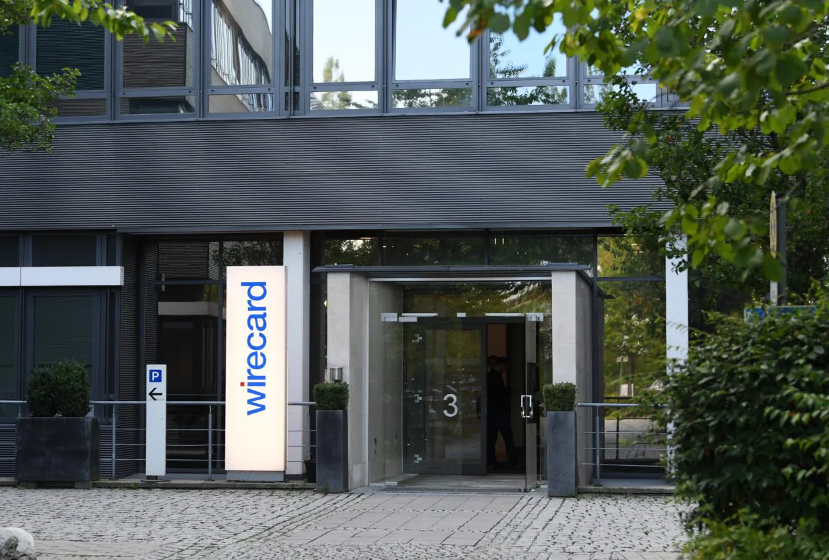 The entrance of the headquarters of the technology and financial services company Wirecard in Aschheim near Munich, southern Germany. (Christof Stache/AFP via Getty Images)