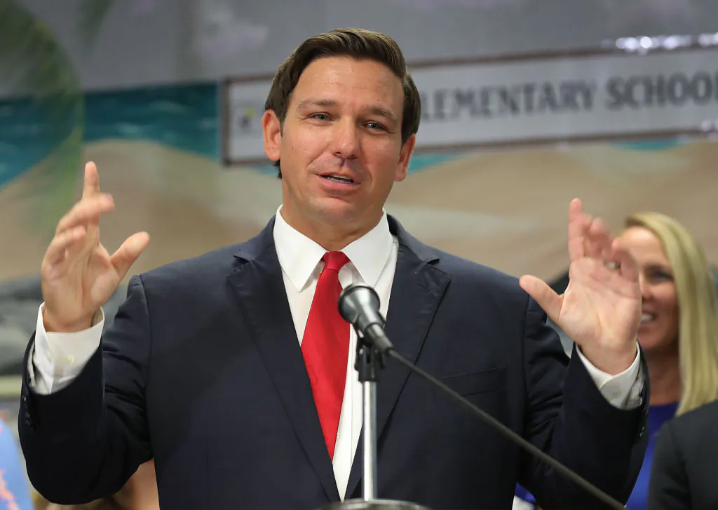 Florida Gov. Ron DeSantis announces that he wants to raise the minimum starting salary for teachers during a press conference held at Bayview Elementary School in Fort Lauderdale, Fla., on Oct. 7, 2019. (Joe Raedle/Getty Images)